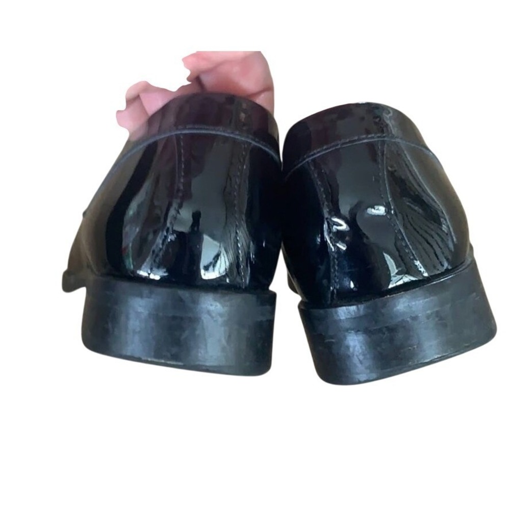 Vintage LK Bennett London Women Black Patent Leather Almond Old Money Loafers - Picture 2 of 3